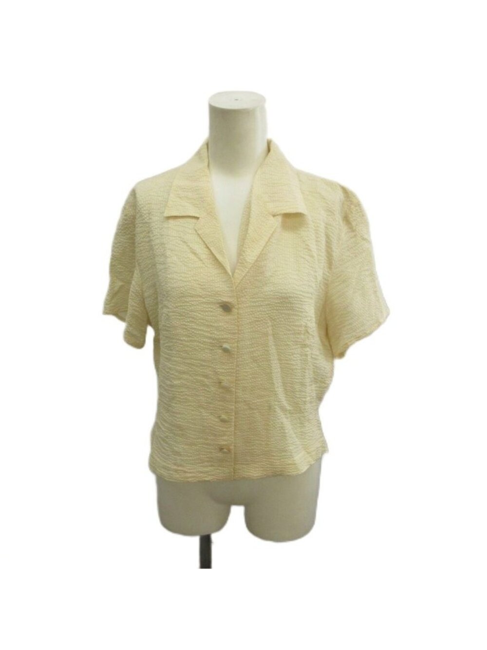 Max Mara Open Collar Shirt Blouse Top Short Sleeve Silk Cream 42